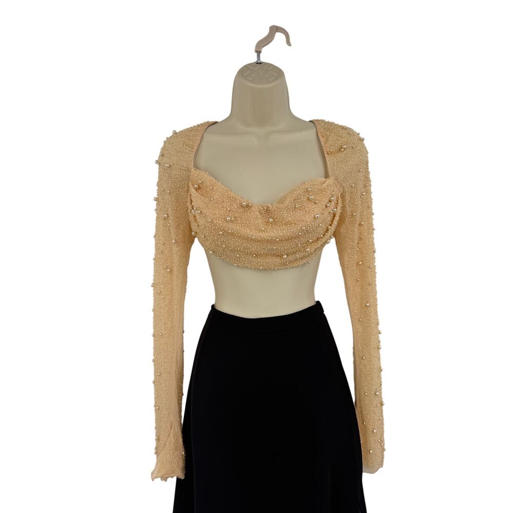 Oh Polly Embellished Cowl Neck Crop Top Sand Size US 4 Beach Festival Coachella